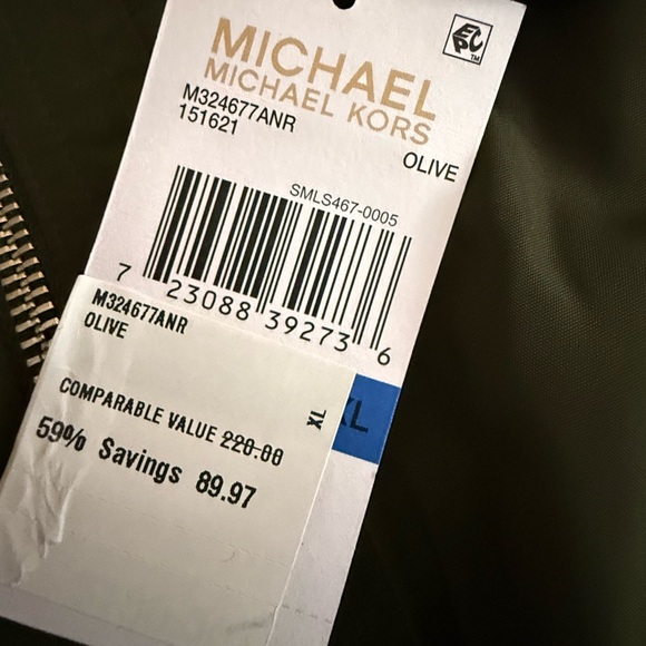 NWT Michael Kors Hooded Olive Green Utility jacket w/pockets and drawstring xl - Picture 3 of 9